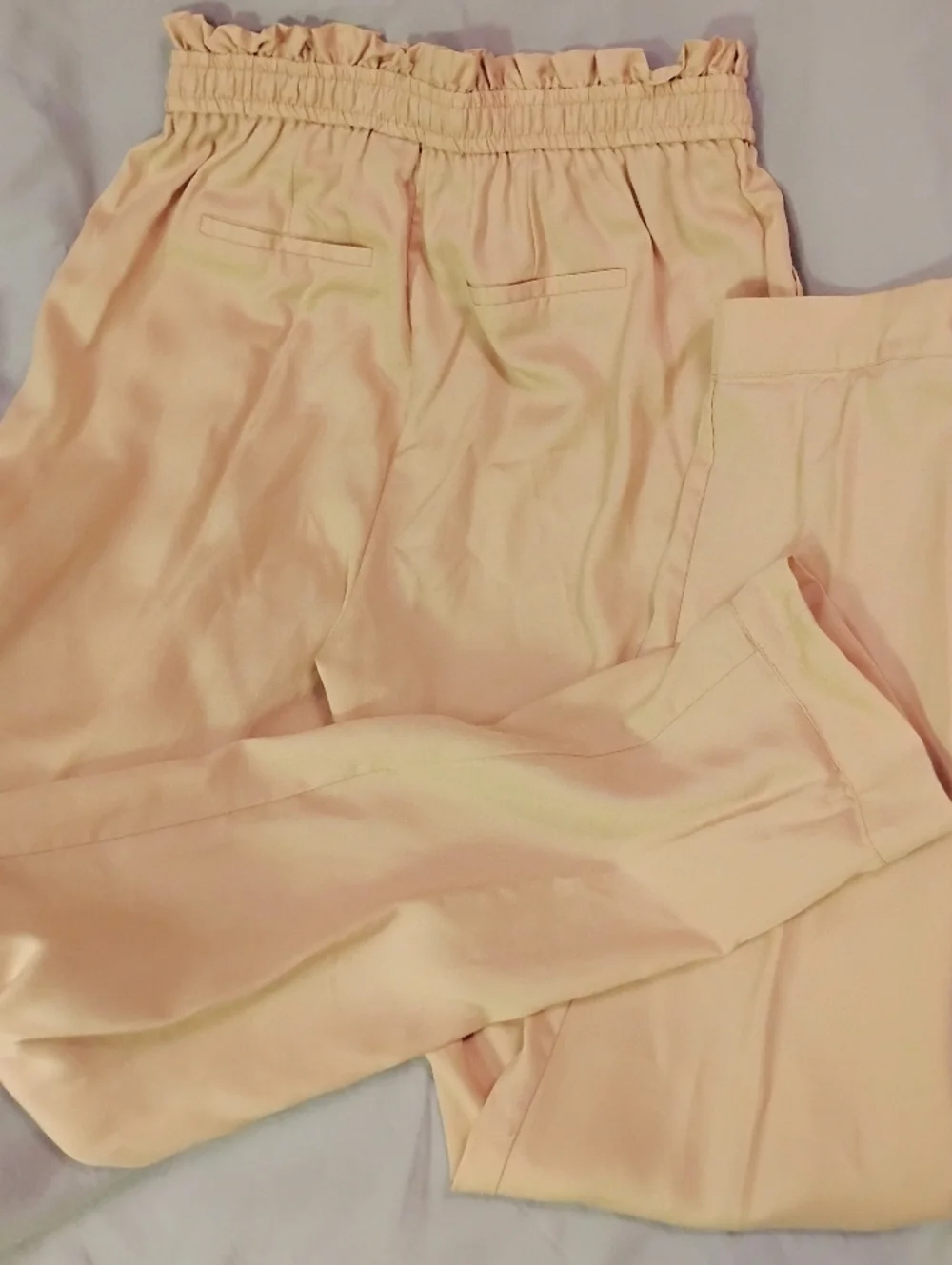 Garnet Hill Paperbag Adjustable Waist Tan Beige Lightweight Pants. Size M - Picture 2 of 14